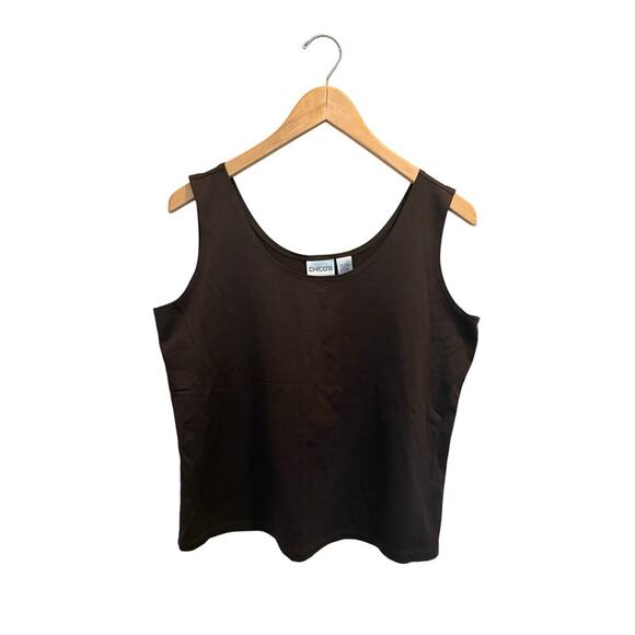 Chico’s Tank Top Women’s Size 2 Large Brown Stretchy Microfiber Scoop Sleeveless - Picture 1 of 4